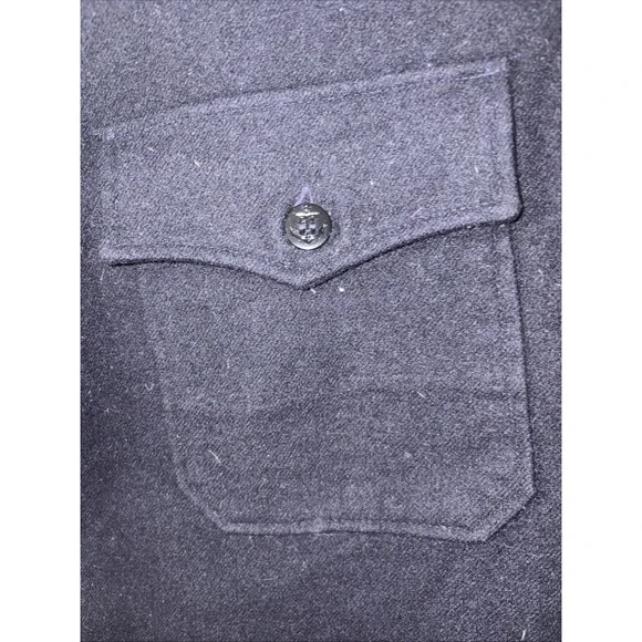 VTG 1974 US Military Wool Flannel Shirt Navy CPO Size 16.5x33 Martin Vietnam Era